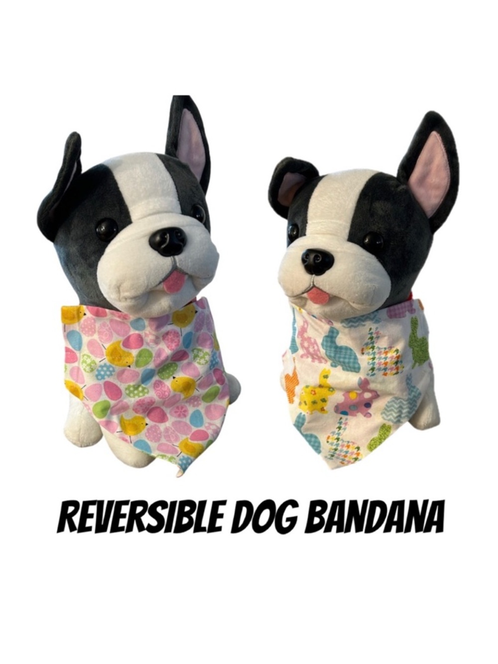 🟢 Colorful Easter Egg Dog Bandana NEW reversible to bunnies slips over a collar